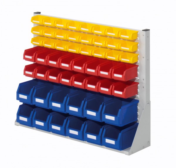 ®RasterPlan Systemeinheit Gr.2 einseitig H760 x B1000 x T240 mm RAL 7035. Modell 21 inklusiv Lagersichtkasten 12 x Größe 6 16 x Größe 7 24 x Größe 8.