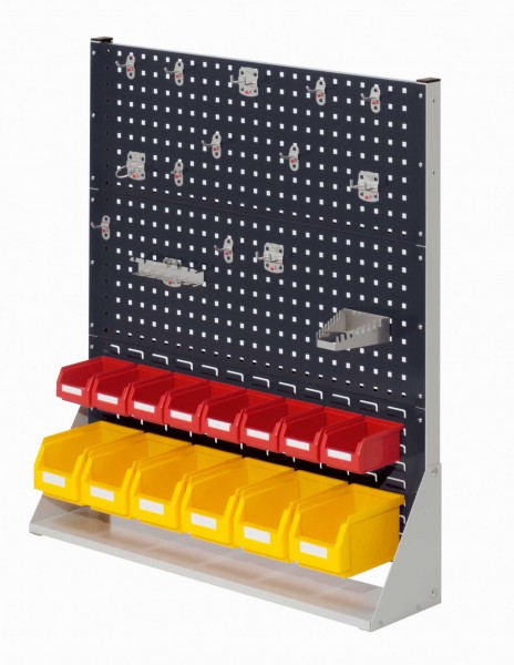 ®RasterPlan Stellwand einseitig H1100 x B1000 x T240 mm RAL 7035/7016. 1 x Werkzeughaltersortiment 15-teilig 6 x Lagersichtkästen Größe 6 8 x Lagersichtkästen Größe 7.