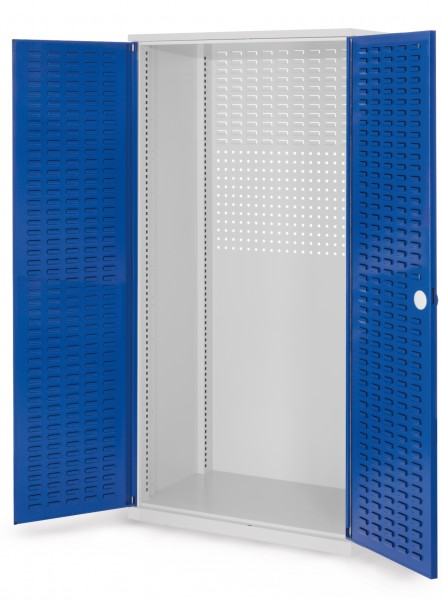 ®RasterPlan Schubladenschrank Leergehäuse 1950 x 1000 x 600 mm RAL 7035/5010. Modell 20 Schlitzplattentüren.