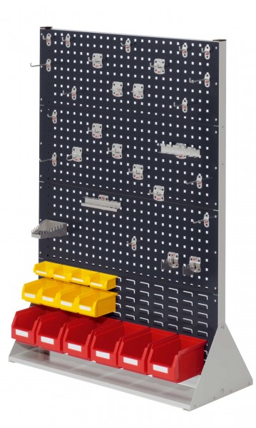 ®RasterPlan Stellwand Gr.4 doppelseitig H1450 x B1000 x T430 mm RAL 7035/7016. 1 x Werkzeughaltersortiment 28-teilig 6 x Lagersichtkästen Größe 6 4 x Lagersichtkästen Größe 7 4 x Lagersichtkästen Größe 8.