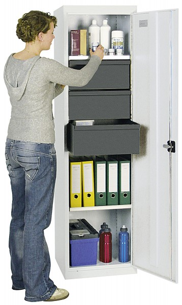 Werkzeug- und Materialschrank Serie 3000, 7035/7035, 3 Schubladen 200 mm, 3 Wannenböden