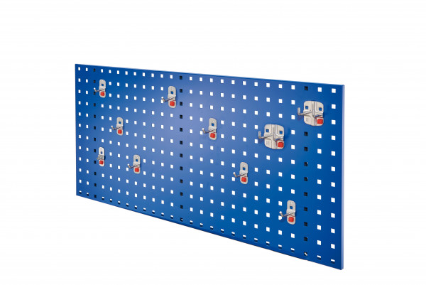 ®ABAX Lochplatten Einsteigerset 1 RAL 5010. Bestehend aus 1 Lochplatte 1000 mm 1 ABAX Werkzeughaltersortiment 10-teilig