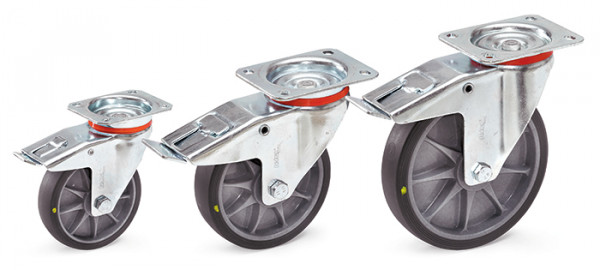 Lenkrolle mit Feststeller 125 x 32 mm / TPE-Bereifung elektrisch leitfähig