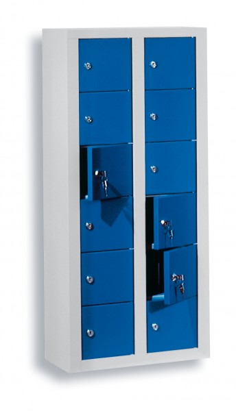 ErgoPlus Wertfachschrank 12 Fächer 1100 x 485 x 250 mm RAL 7035 / RAL 5010.