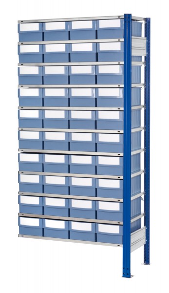 ®RasterPlan Steckregal mit Volumenkästen Modell 32 2000 x 1000 x 600 mm AF. Inklusiv 40 Stück 600 x 235 x 145 mm.