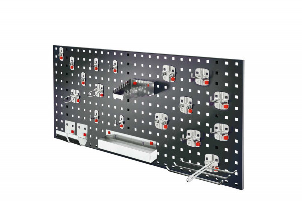 ®RasterPlan/ ABAX Lochplatten Einsteigerset 7 RAL 7016. 1 x Lochplatte H 450 x B 1000 mm 1 x Werkzeughaltersortiment 21-teilig.