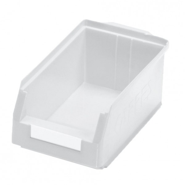 ®RasterPlan Lagersichtkasten Größe 4 Mit großer Griffmulde hinten Naturweiß L 350 mm x B 200 mm x H 150 mm
