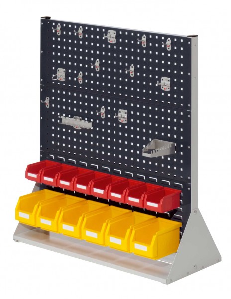 ®RasterPlan Stellwand Gr.3 doppelseitig H1100 x B1000 x T430 mm 7035/7016. 1 x Werkzeughaltersortiment 15-teilig 8 x Lagersichtkästen Größe 7 6 x Lagersichtkästen Größe 6.