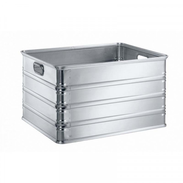 Alu-Kasten K270;155l; IM: 720x540x400mm Schalengriffe, umlfd.Sicken u.Ecksicken