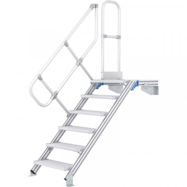 Leichtmetall-Treppe mit Plattform 60° 5 Stufen, 800 mm breit, Höhe 1,25 m