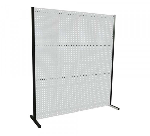 ®RasterPlan Trennwand Einzelfeld L2000 mm H2000 mm RAL 7035. Mit 4 ®RasterPlan Lochplatten.