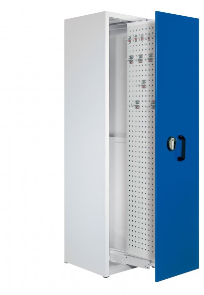 ®RasterPlan Zugwagenschrank RAL 7035/5010 2000 x 590 x 600 mm. 1 Auszug Lochplatte.