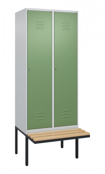 C+P Spind Classic PLUS, Bank, 2 Abteile, 2120x800x815mm, 7035/6011