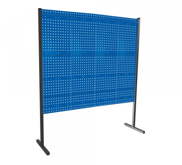 ®RasterPlan Trennwand Einzelfeld L2000 mm H1500 mm RAL 5010. Mit 4 ®RasterPlan Lochplatten.