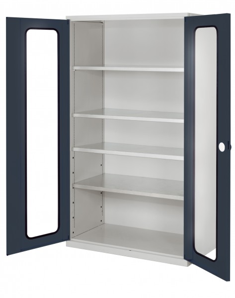 ®RasterPlan Großvolumenschrank 1950 x 1130 x 590 mm RAL 7035/7016. Sichtfenstertür 4 Böden