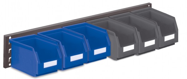 ®RasterPlan Wandschiene Schlitzplatte Set 15 L 920 mm. x H 140 mm RAL 7016 3 x Lagersichtkästen Größe 5 3 x Lagersichtkästen Größe 6.