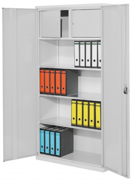 Systemschrank Serie 500 Privatfach H 1950 x B 1000 x T 500 mm RAL 7035. Vollblechtüren 3 Fachböden.