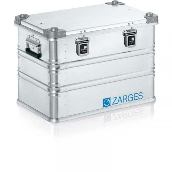 Alu-Kiste K470; 73l, IM: 550x350x380mm umlfd. Dichtung, Edelstahlscharnierband