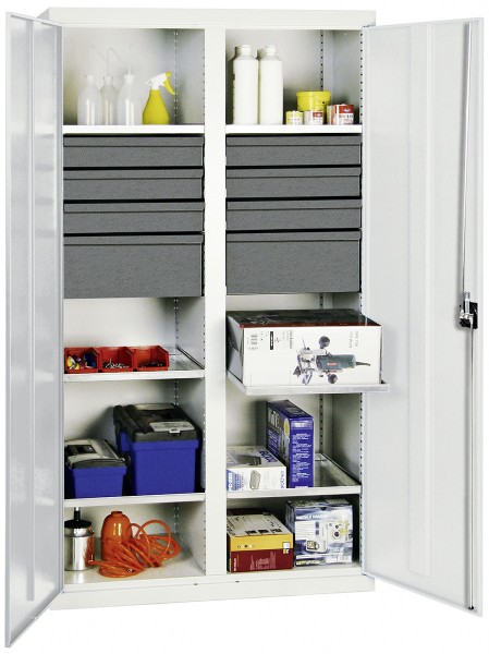 Werkzeug- und Materialschrank Serie 3000, 7035/7035, 6 Schublade 100 mm, 2 Schublade 200 mm, Mitteltrennwand, 6 Wannenböden