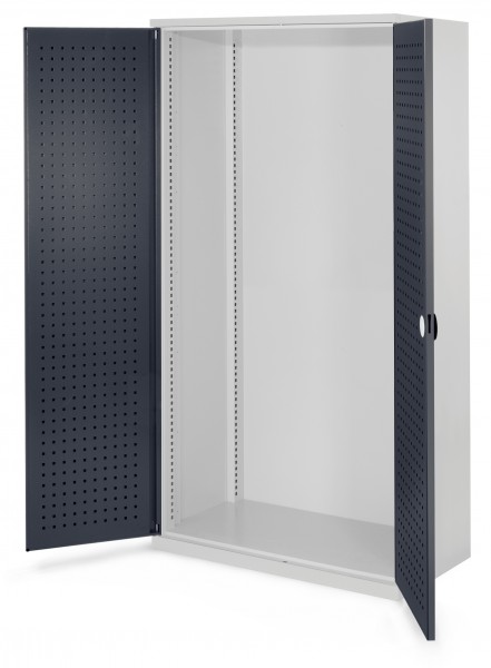 Schwerlastschrank Leergehäuse/Mod 40 1950 x 1000 x 600 mm RAL 7035/7016. Ohne Mitteltrennwand Türinnenseite: ®RasterPlan Lochplatte.