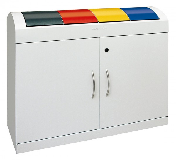 Abfalltrennung TD 4, RAL 7035/RAL 7016, RAL 3000, RAL 1003, RAL 5010, verz. Innenbehälter, 4x45 Liter