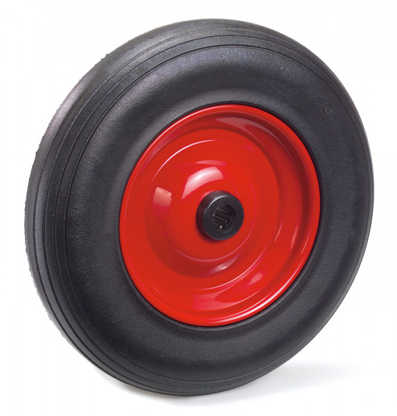 Vollgummirad 400 x 80 mm / Stahlblech-Felge rot