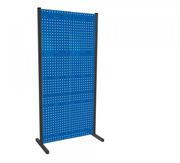 ®RasterPlan Trennwand Einzelfeld L1000 mm H2000 mm RAL 5010. Mit 2 ®RasterPlan Lochplatten.