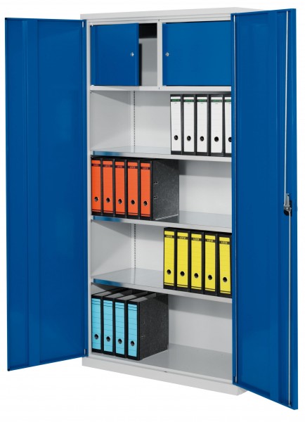 Systemschrank Serie 500 Privatfach H 1950 x B 1000 x T 500 mm RAL 7035/5010. Vollblechtüren 3 Fachböden.