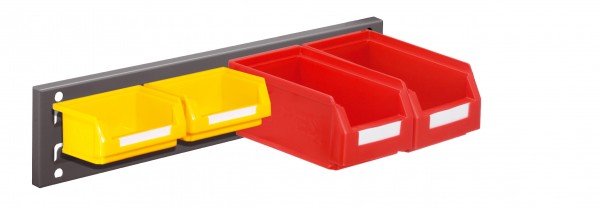 ®RasterPlan Wandschiene Schlitzplatte Set 13 L 460 mm x H 100 mm RAL 7016. 2 x Lagersichtkästen Größe 7 2 x Lagersichtkästen Größe 8.