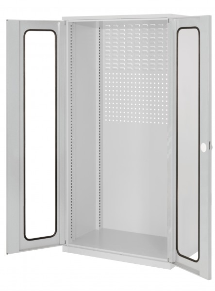 ®RasterPlan Schubladenschrank Leergehäuse 1950 x 1000 x 600 mm RAL 7035. Modell 30 Sichtfenstertüren.