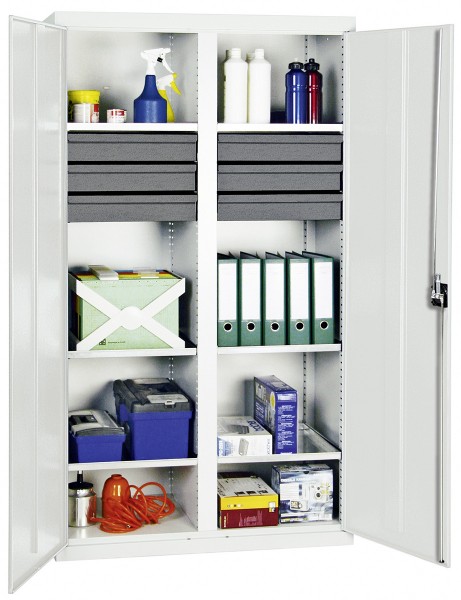 Werkzeug- und Materialschrank Serie 3000, 7035/7035, 6 Schublade 100 mm, Mitteltrennwand, 6 Wannenböden