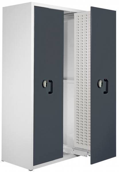®RasterPlan Zugwagenschrank RAL 7035/7016 2000 x 1100 x 600 mm. 2 Auszüge Schlitzplatte.