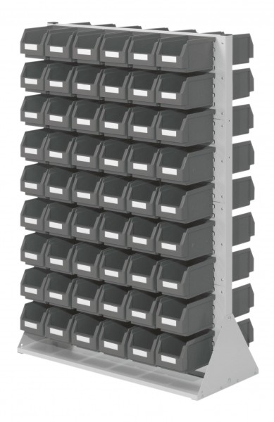 ®RasterPlan Systemeinheit Gr.4 doppelseitig H1450 x B1000 x T430 mm RAL 7035. Inklusiv Lagersichtkasten 108 x Größe 5.