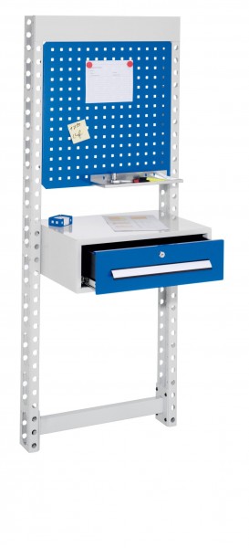 ErgoPlus Steharbeitsplatz H 1770 x B 670 mm. RAL 7035 Wandmodul einseitig.