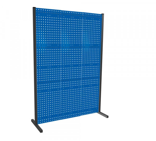 ®RasterPlan Trennwand Einzelfeld L1500 mm H2000 mm RAL 5010. Mit 3 ®RasterPlan Lochplatten.