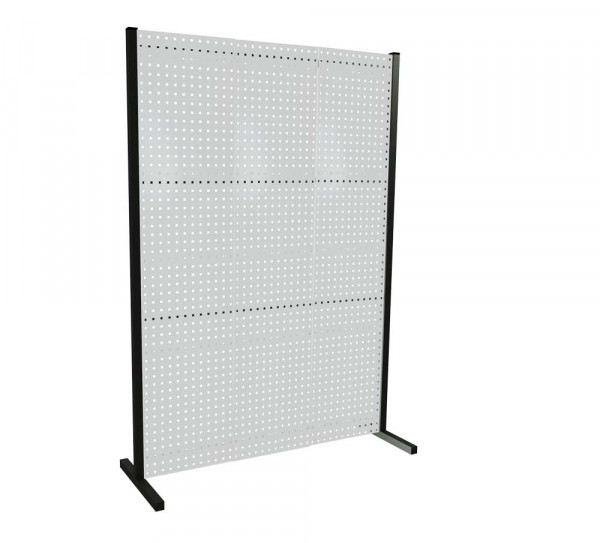 ®RasterPlan Trennwand Einzelfeld L1500 mm H2000 mm RAL 7035. Mit 3 ®RasterPlan Lochplatten.