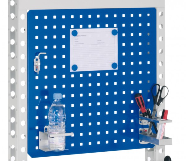 Infotafel H 570 x B 570 mm RAL 5010. Mit ®RasterPlan Systemlochung.