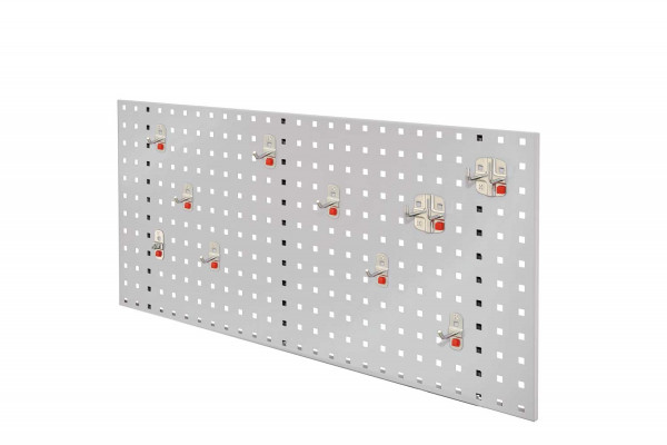 ®ABAX Lochplatten Einsteigerset 1 RAL 7035. Bestehend aus 1 Lochplatte 1000 mm 1 ABAX Werkzeughaltersortiment 10-teilig