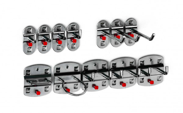 ®RasterPlan Werkzeughalter-Sortiment 12-teilig Anthrazitgrau 3 Werkzeughalter schräges Hakenende, 4 Werkzeughalter senkrechtes Hakenende, 3 Doppelte Werkzeughalter senkrechtes Hakenende, 1 Zangenhalter 1 Maschinenhalter