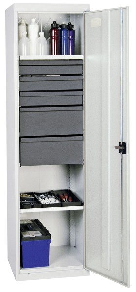 Werkzeug- und Materialschrank Serie 3000, 7035/7035, 3 Schublade 100 mm, 2 Schublade 200 mm, 2 Wannenböden