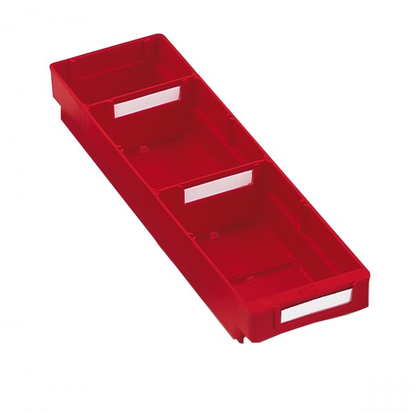 Regalkasten Mod. 410 rot 400 x 120 x 65 mm für 4 Trennplatten.