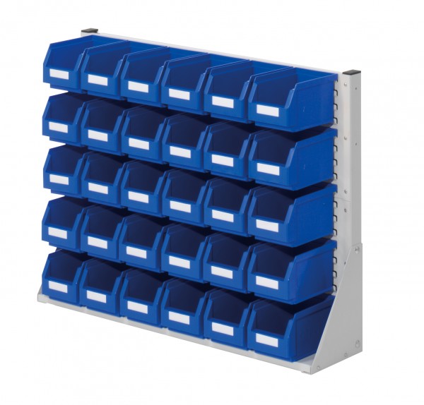 ®RasterPlan Systemeinheit Gr.2 einseitig H760 x B1000 x T240 mm RAL 7035. Modell 24 inklusiv Lagersichtkasten 30 x Größe 6.