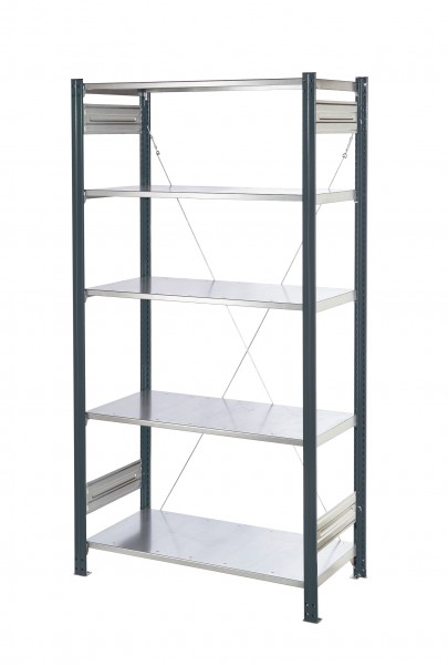 Steckregal Grundfeld RAL 7016 2000 x 1000 x 600 mm 5 Böden verzinkt.