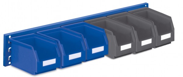 ®RasterPlan Wandschiene Schlitzplatte Set 15 L 920 mm. x H 140 mm RAL 5010,3 x Lagersichtkästen Größe 5 3 x Lagersichtkästen Größe 6.