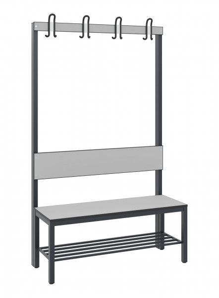 C+P Garderobenbank mit Rückenlehne, Basic Plus, H1650xB1000xT407mm, 7021