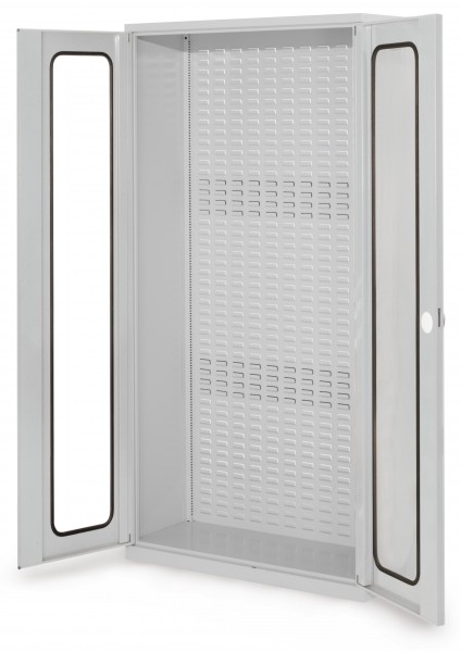 ®RasterPlan Schlitzplattenschrank Mod 50 H1950 x B1000 x T410 mm RAL 7035. Sichtfenstertüren.