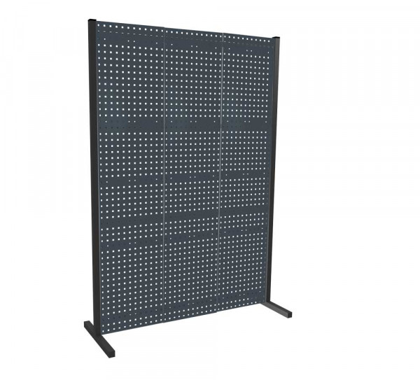 ®RasterPlan Trennwand Einzelfeld L1500 mm H2000 mm RAL 7016. Mit 3 ®RasterPlan Lochplatten.