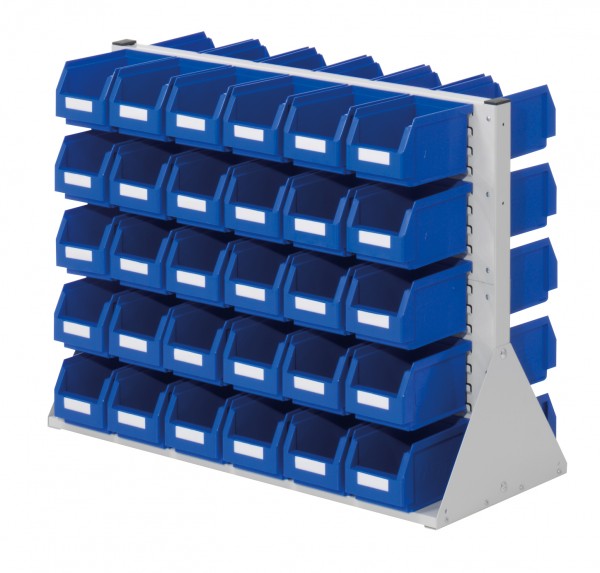 ®RasterPlan Systemeinheit Gr.2 doppelseitig H760 x B1000 x T430 mm RAL 7035. Modell D24 inklusiv Lagersichtkasten 60 x Größe 6.