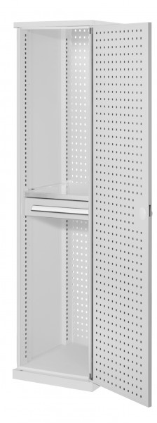 ®RasterPlan Schubladenschrank schmal Mod 3 1950 x 600 x 600 mm RAL 7035 Lochplattentür. 1 Fachboden verzinkt 1 Schublade 125 mm.