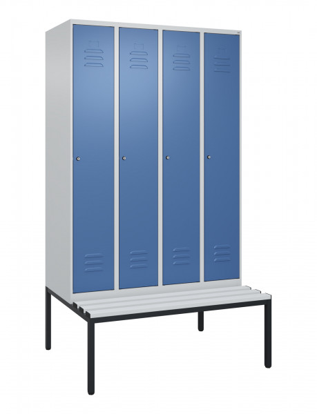 C+P Spind Classic PLUS, Bank, 4 Abteile, 2120x1200x815mm, 7035/5023